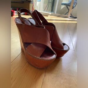 Chloe brown leather wedges. Size 7.